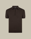 Chocolate Cotton & Silk Deep Skipper Knitted Polo