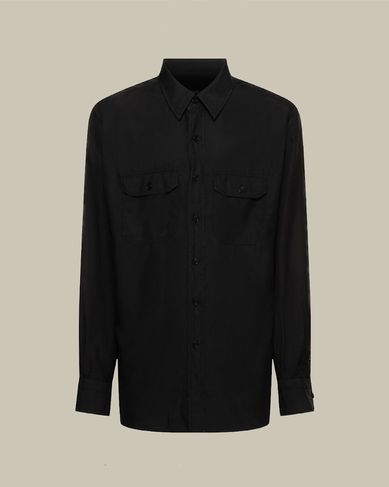 Fluid Light Twill Military Shirt Black