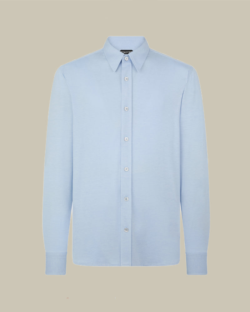 Sky Blue Silk Cotton Blend Shirt