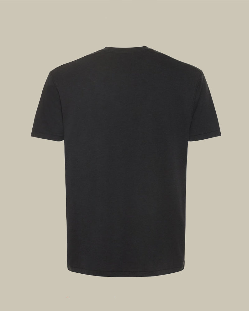 Lyocell Cotton Crew Neck T Shirt Black