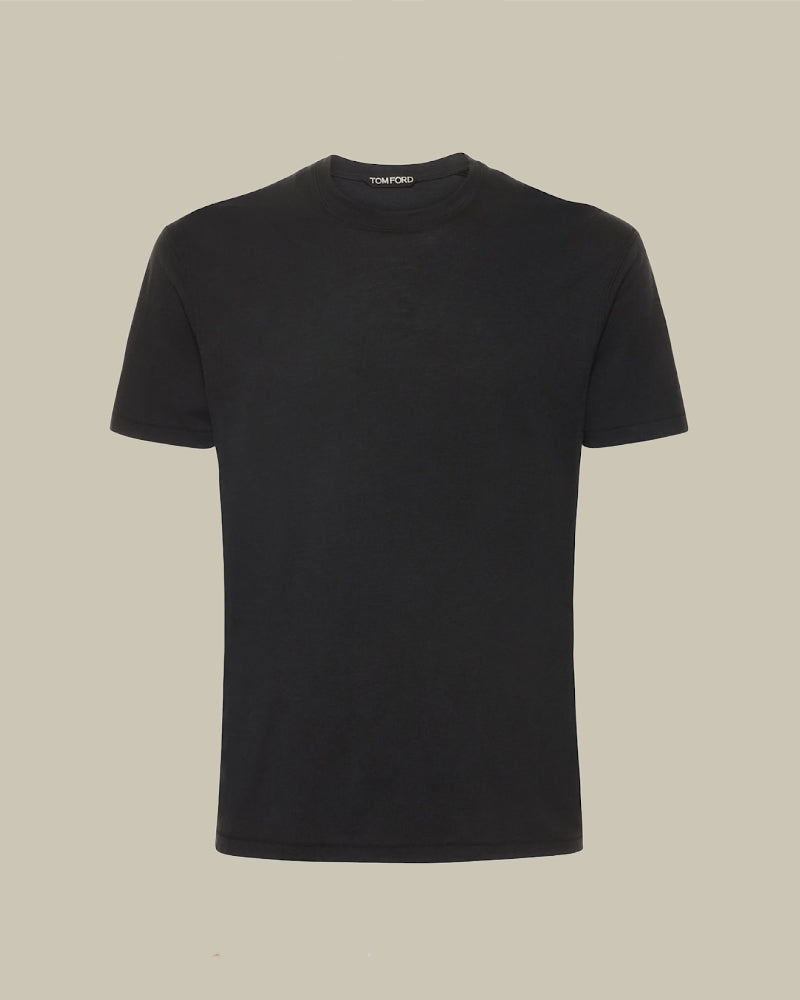 Lyocell Cotton Crew Neck T Shirt Black