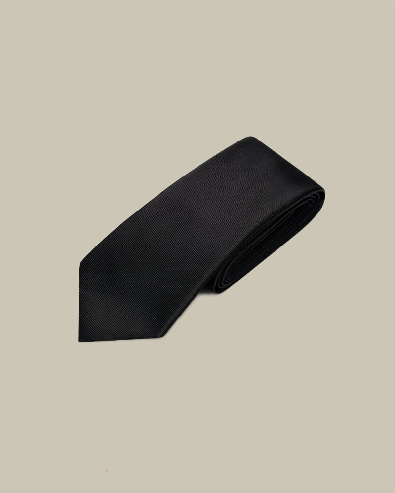 Black Solid Mogador Tie 8cm