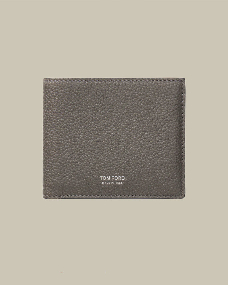 Grey Grain Leather Bi Fold Wallet