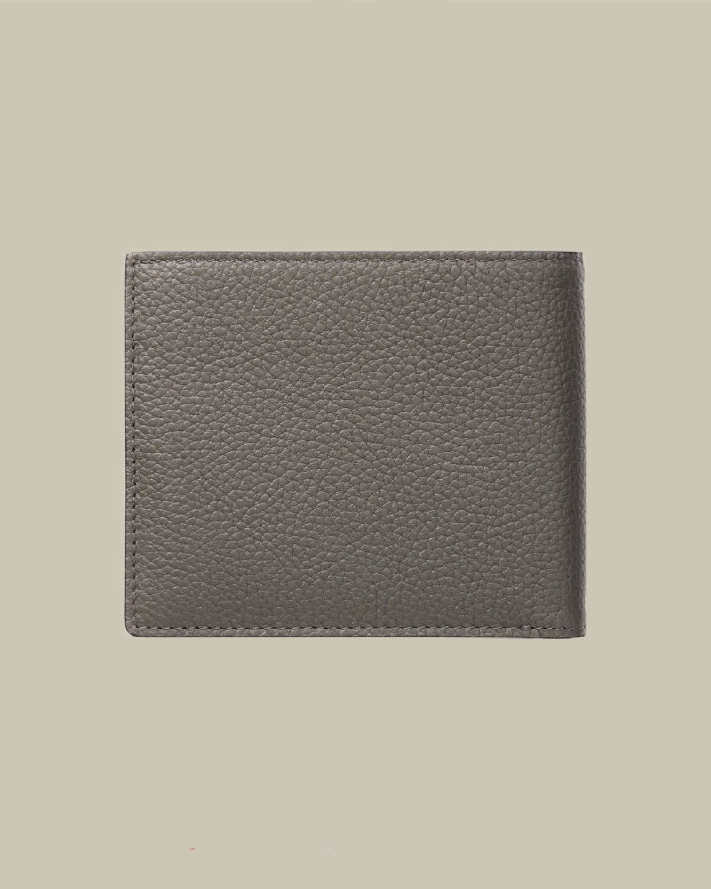 Grey Grain Leather Bi Fold Wallet