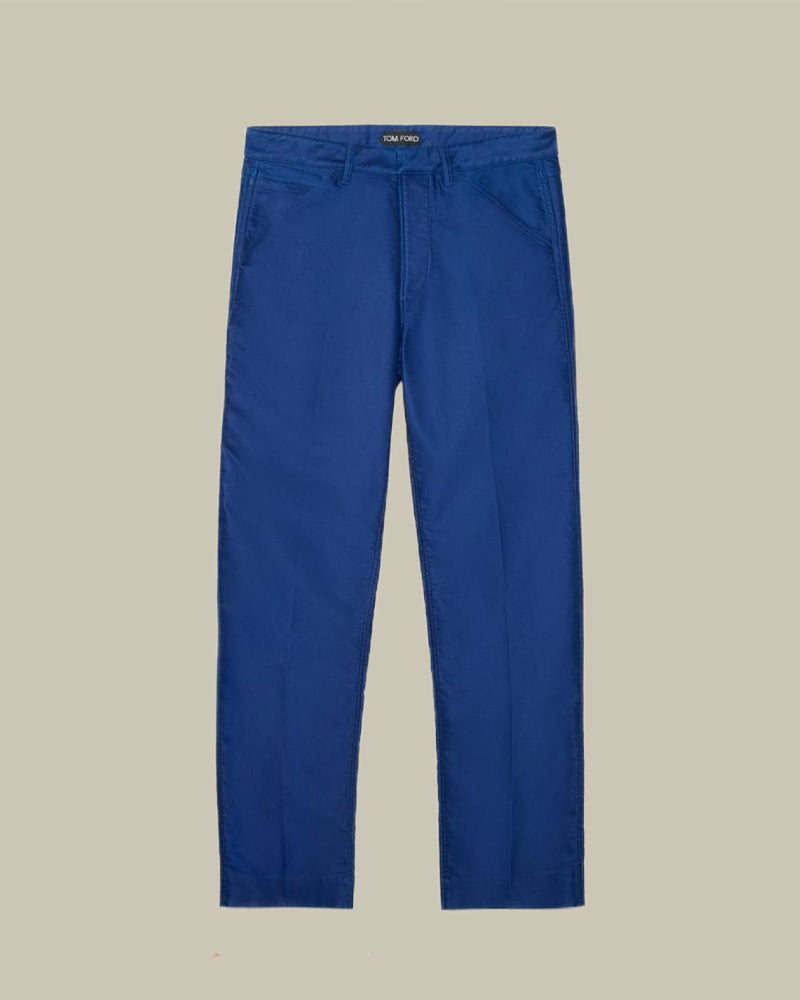 Navy Japanese Cotton Satin Carpenter Pants