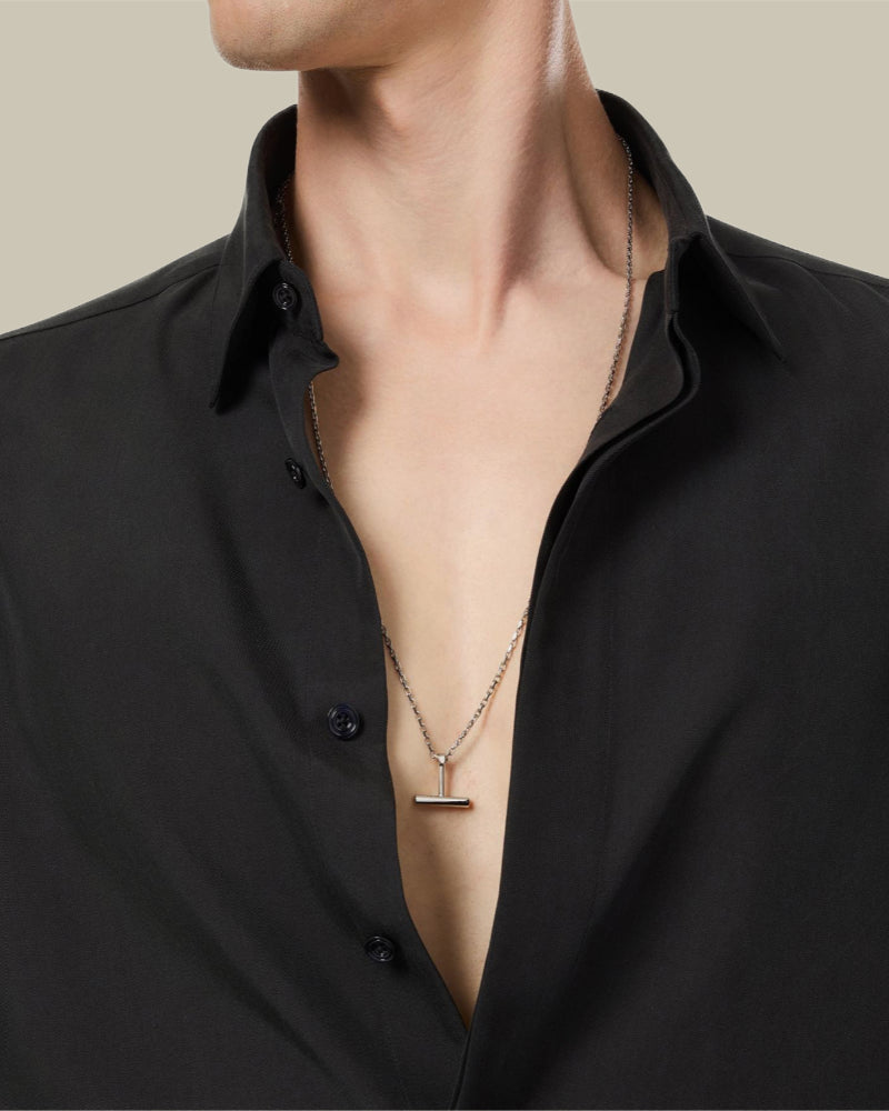 Black Washed Drapy Twill Fluid Shirt