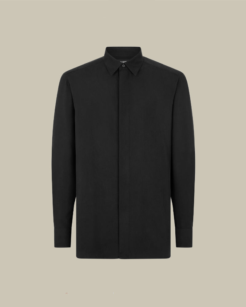 Black Washed Drapy Twill Fluid Shirt