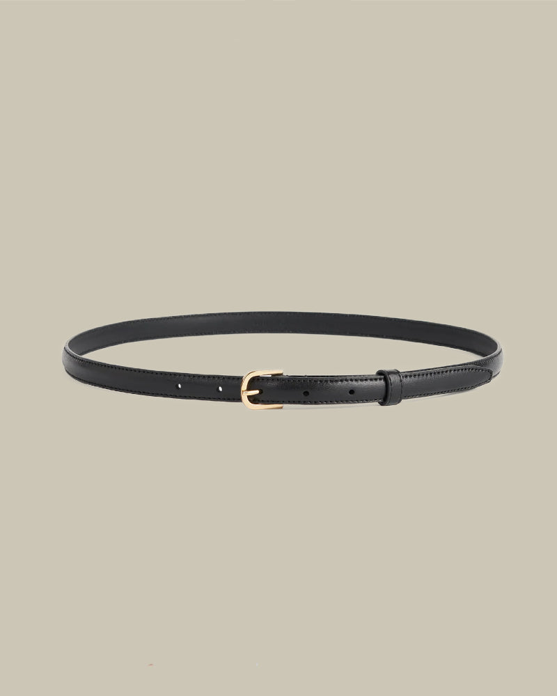 Thin Leather Trouser Belt Black