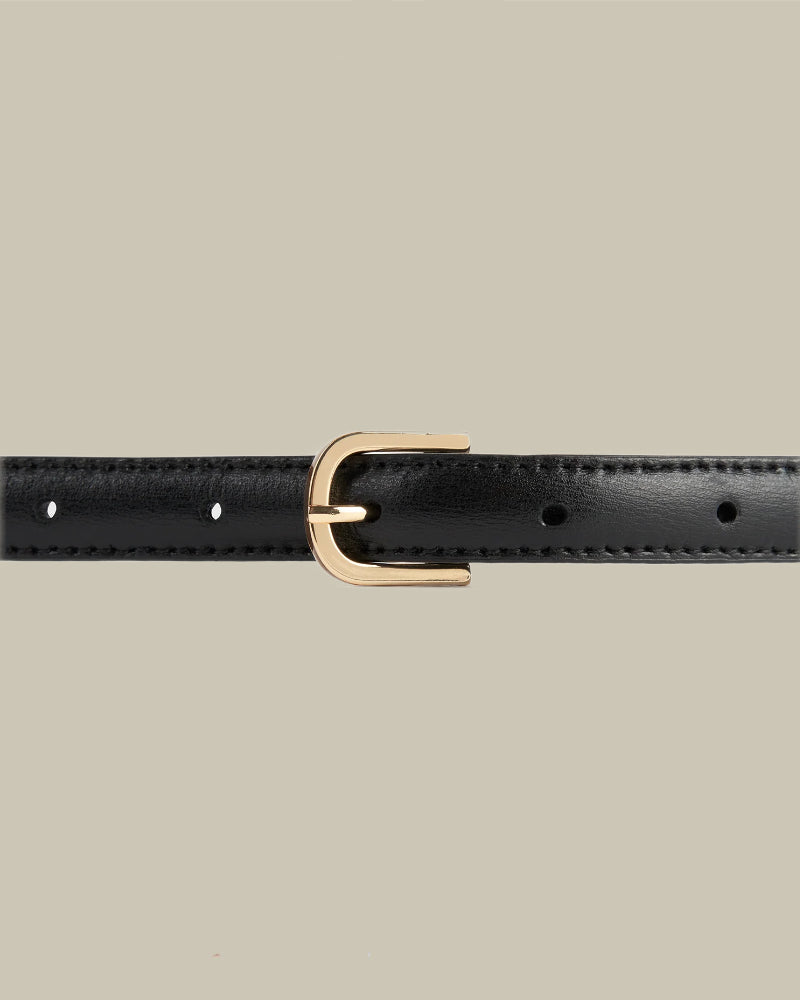 Thin Leather Trouser Belt Black