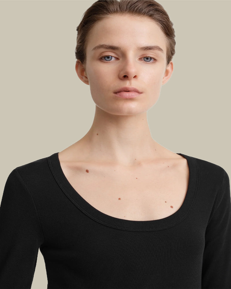 Classic Rib Knit Top Black