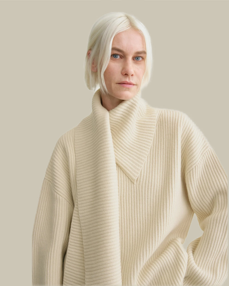 Long Scarf Knit Off-White