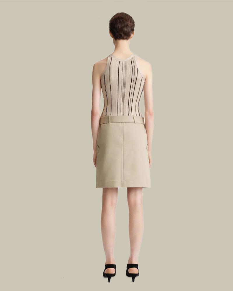 Braid Rib Tank Top Beige