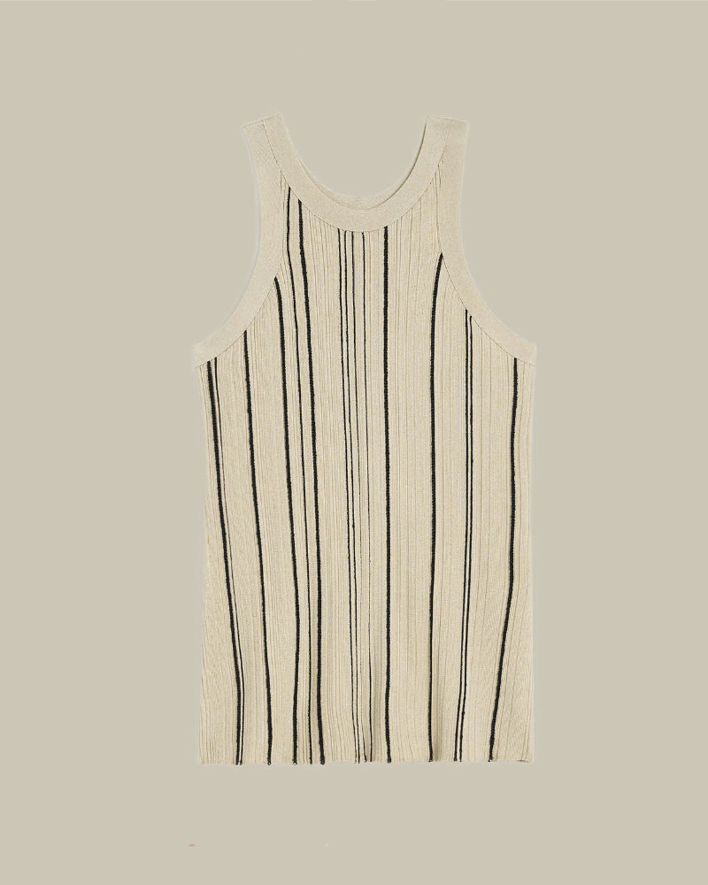 Braid Rib Tank Top Beige