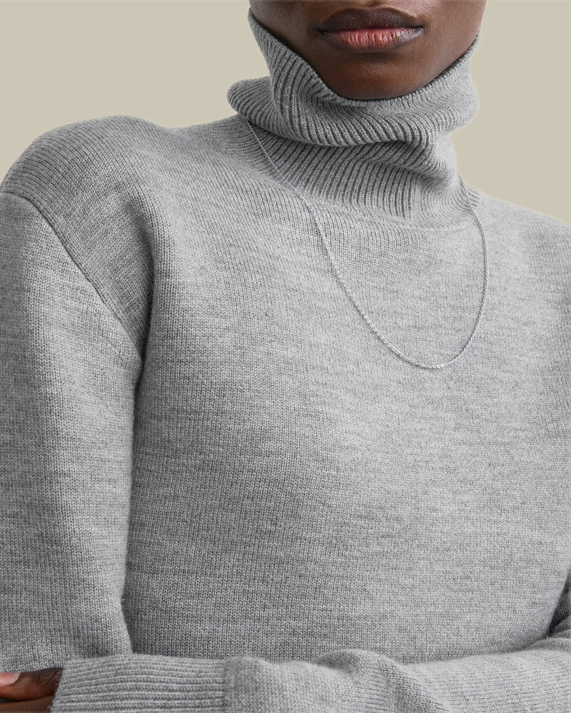 Grey High Neck Double Knit