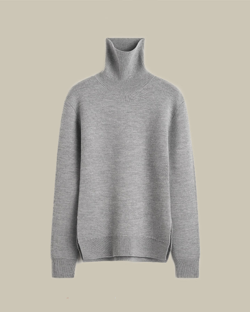 Grey High Neck Double Knit