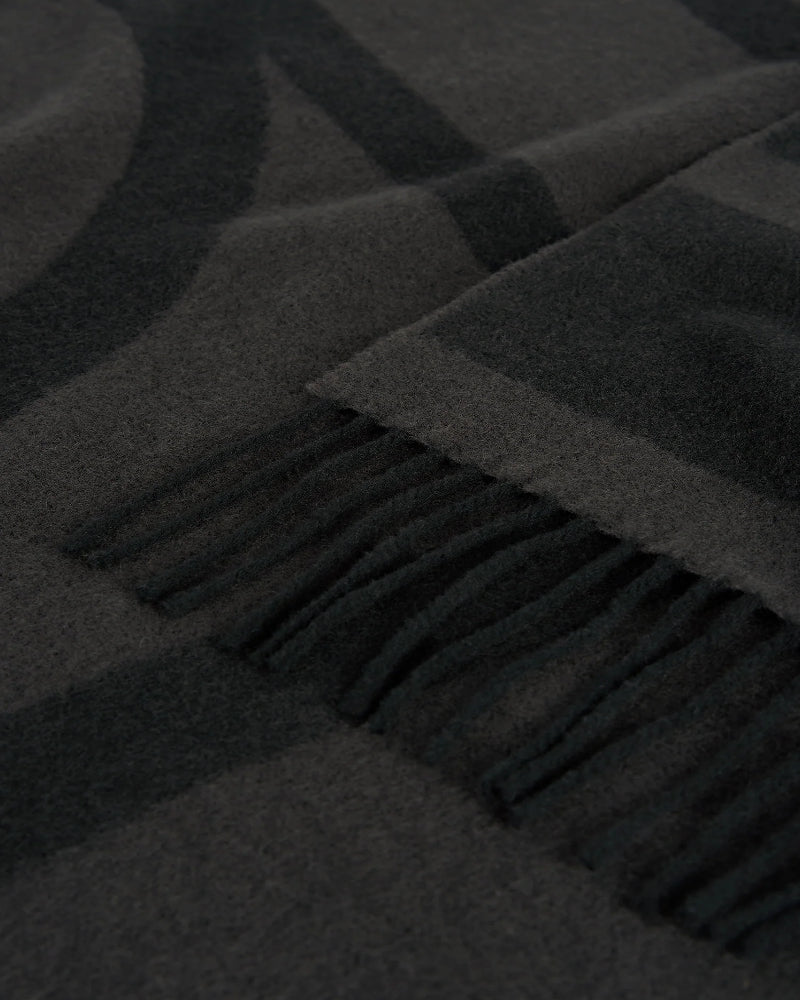 Monogram Jacquard Wool Scarf Charcoal Melange