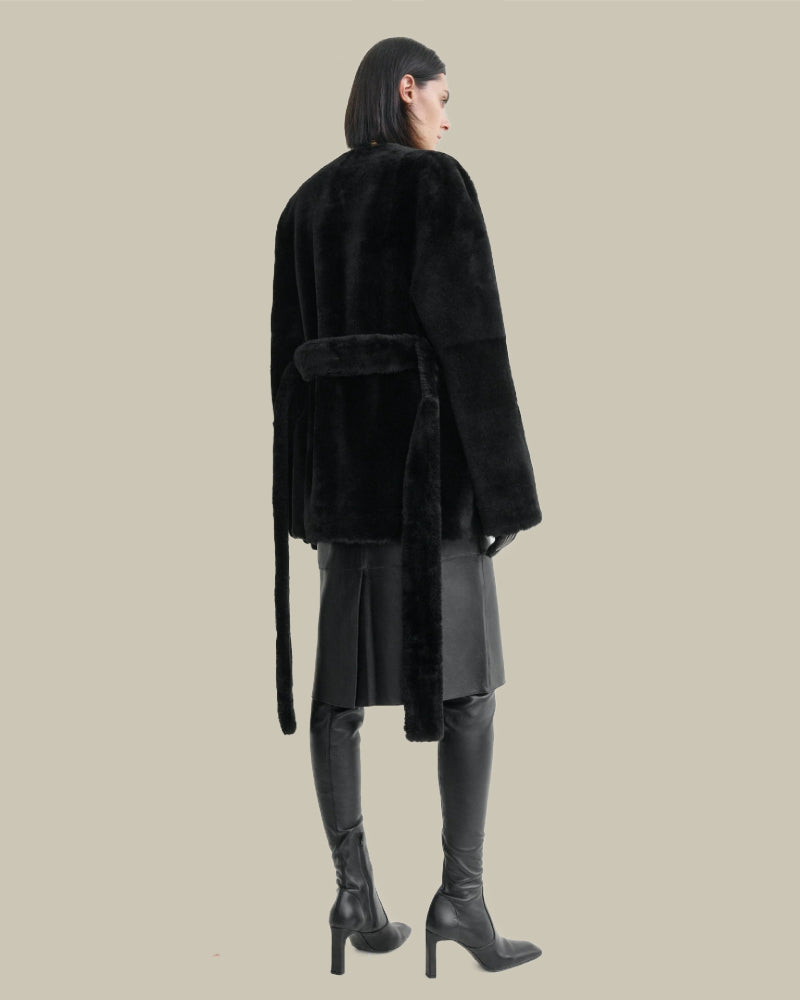 Black Plush Shearling Jacket