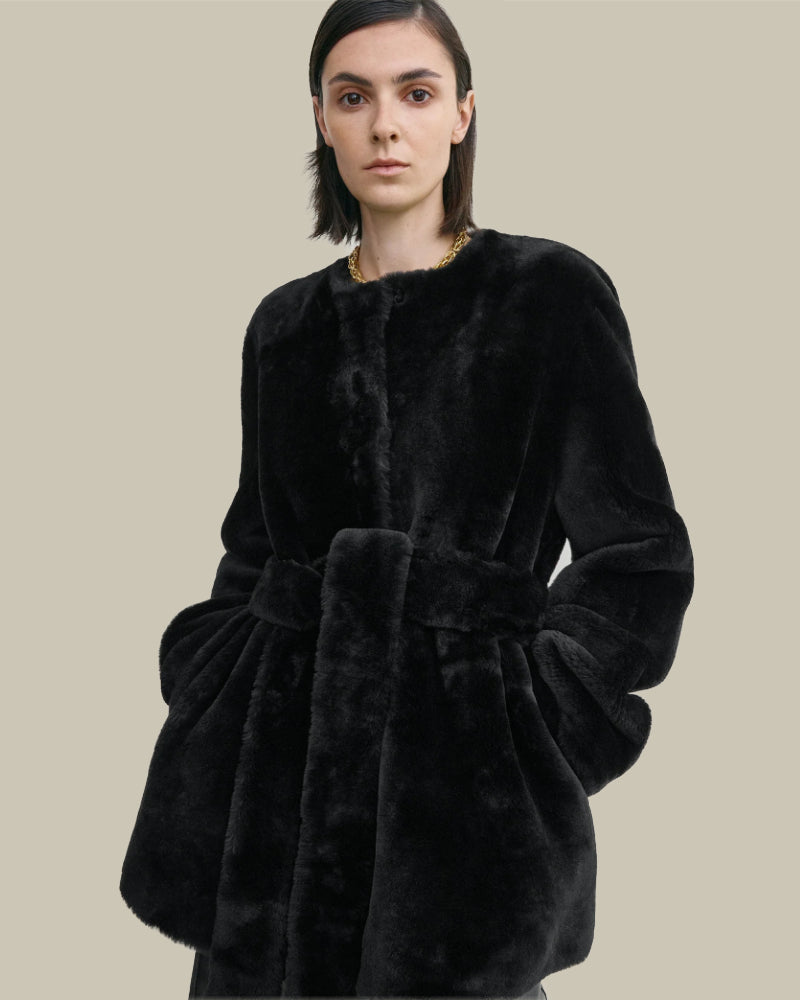 Black Plush Shearling Jacket