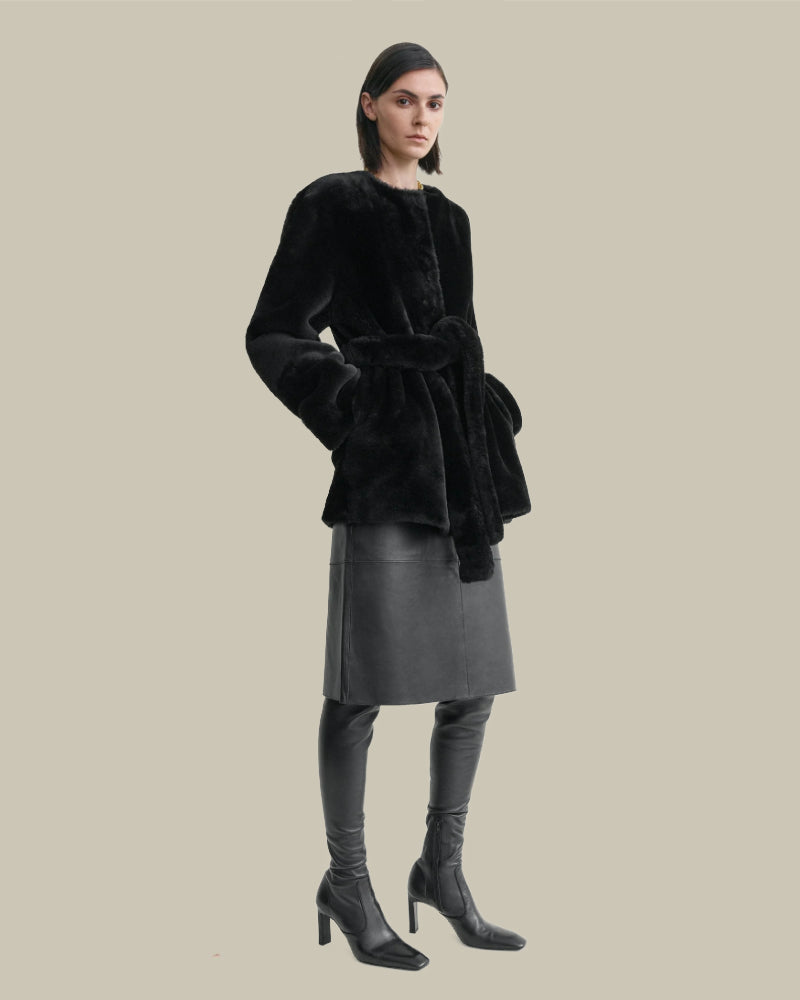 Black Plush Shearling Jacket