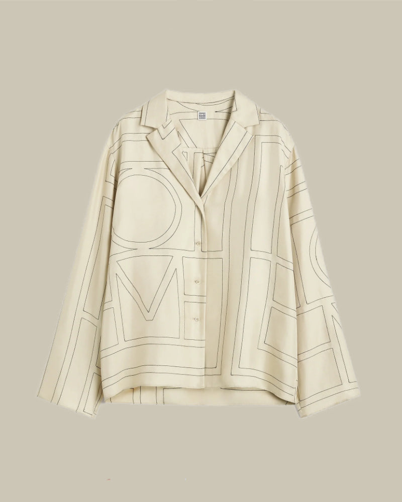 Monogram Silk PJ Top Ivory