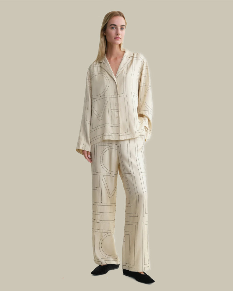 Monogram Silk PJ Top Ivory