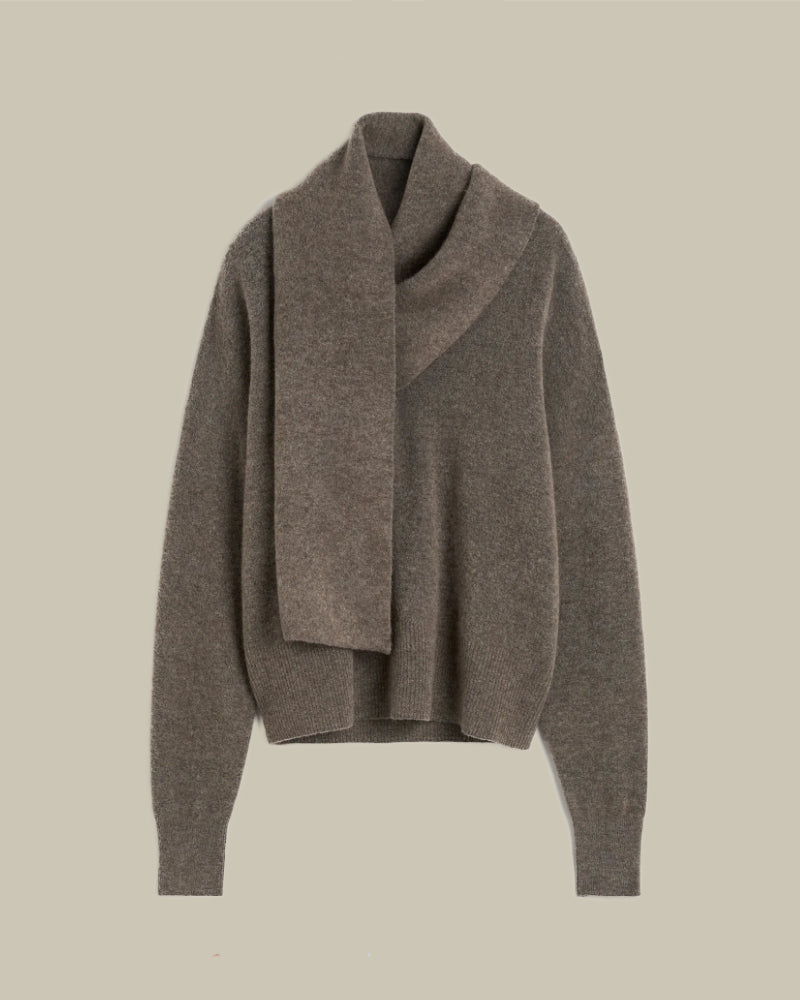 Draped-Scarf Knit Truffle