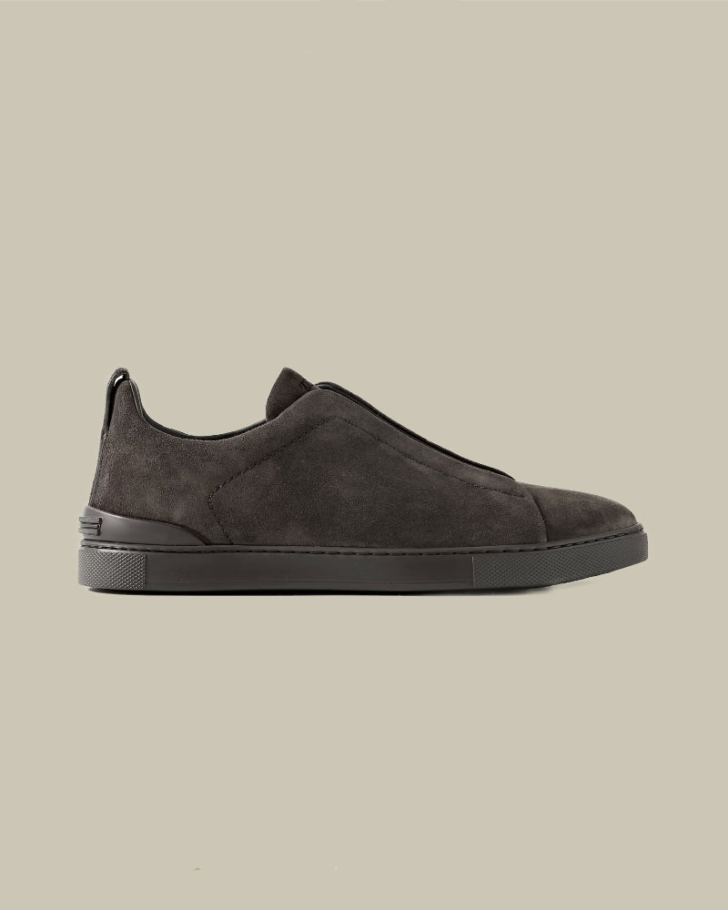 Brown Tonal Suede Triple Stitch Sneakers