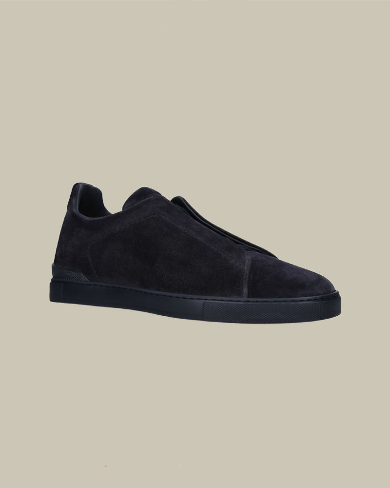 Navy Tonal Suede Triple Stitch Sneakers