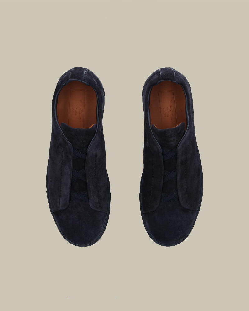 Navy Tonal Suede Triple Stitch Sneakers