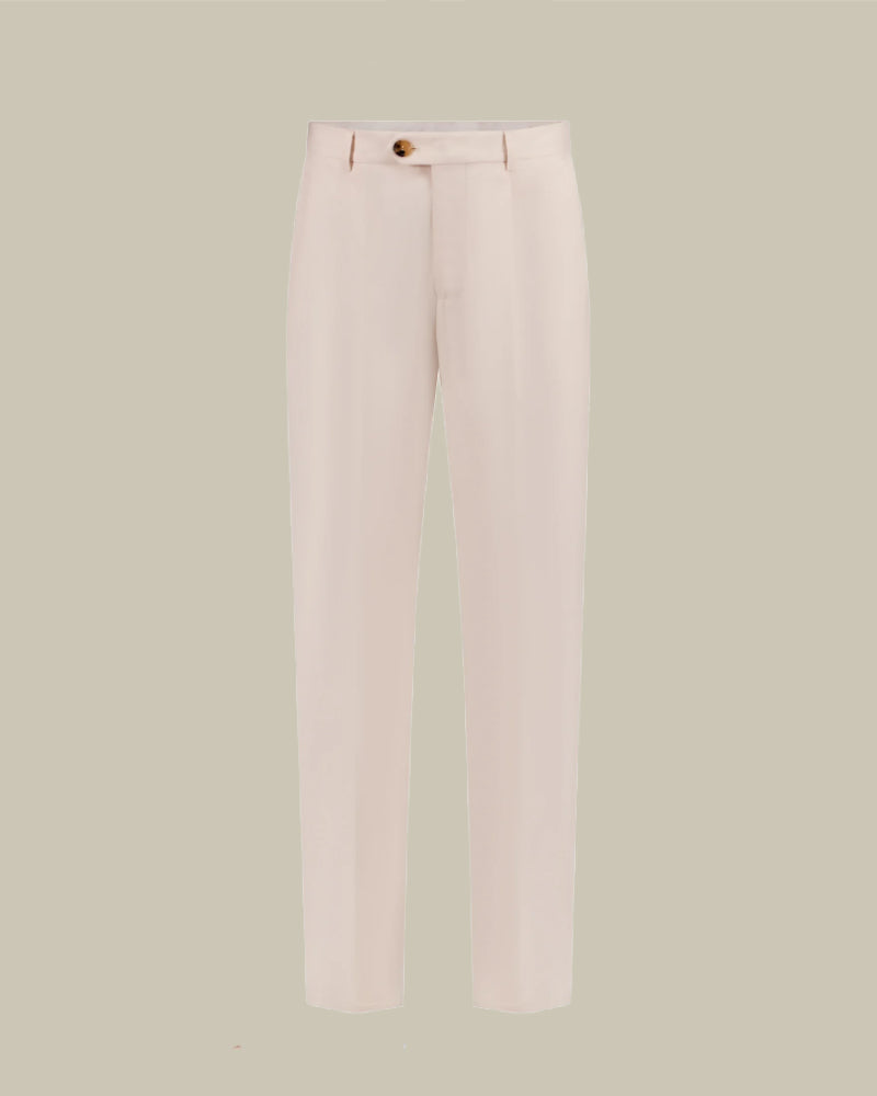 Off White Single Pleat Cotton Chinos
