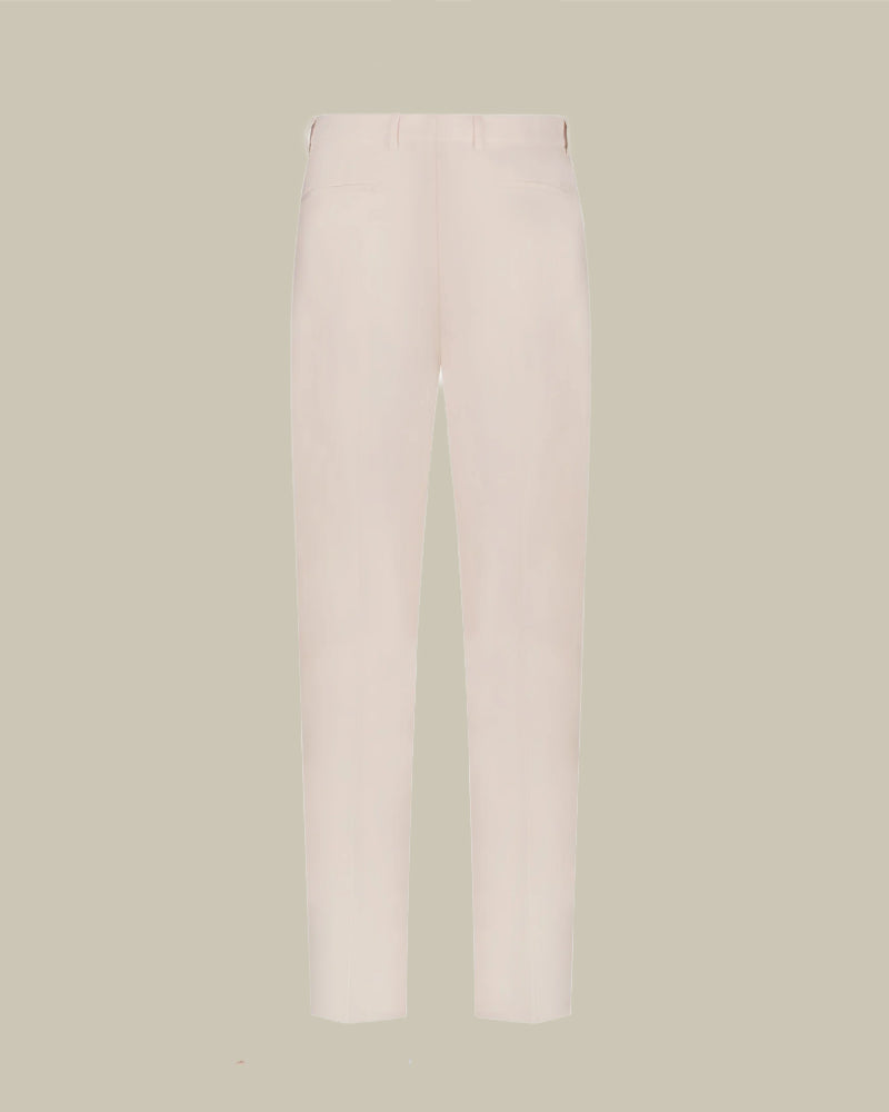 Off White Single Pleat Cotton Chinos
