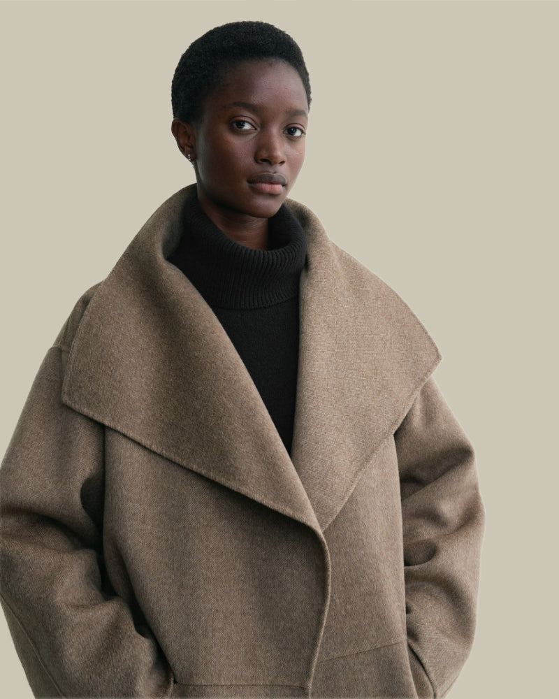 Signature Wool Cashmere Coat Oak Melange