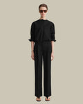 Collarless Cotton Twill Shirt