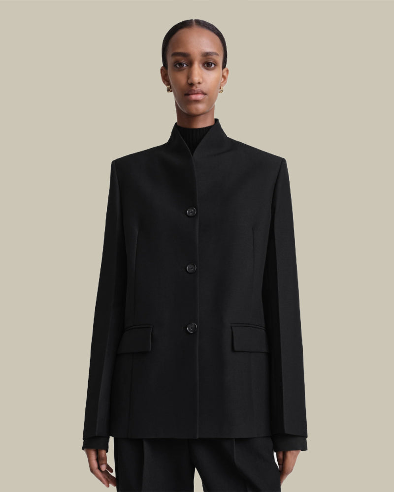 Black Overlay Suit Jacket