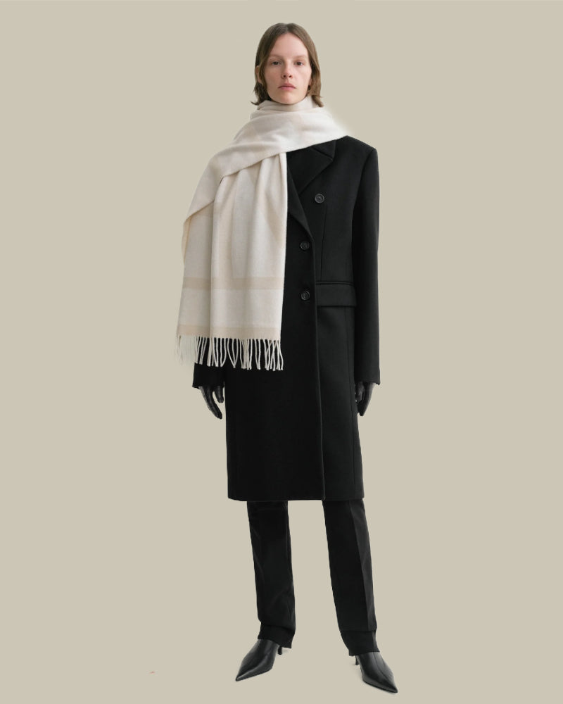 Monogram Jacquard Wool Scarf Bone