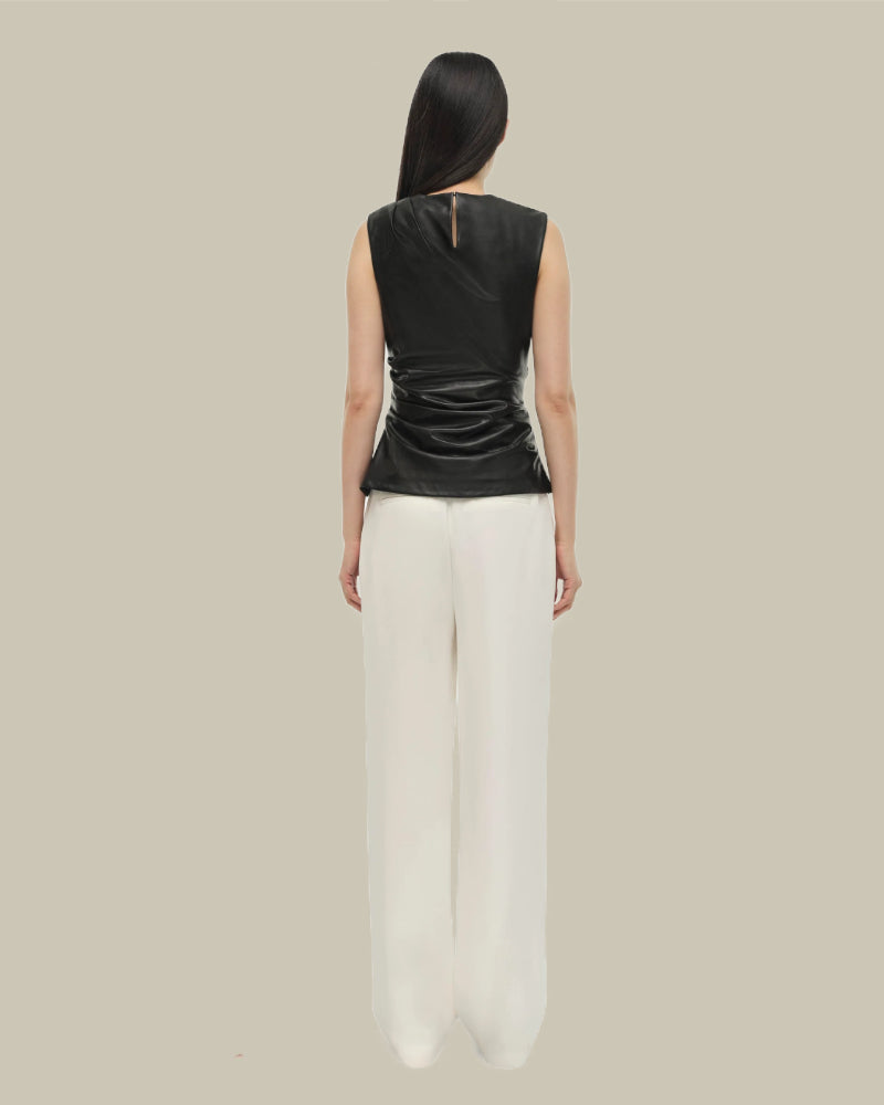 Wynter Black Sleeveless Draped Top