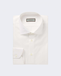 White Twill Cotton Spread Collar Shirt