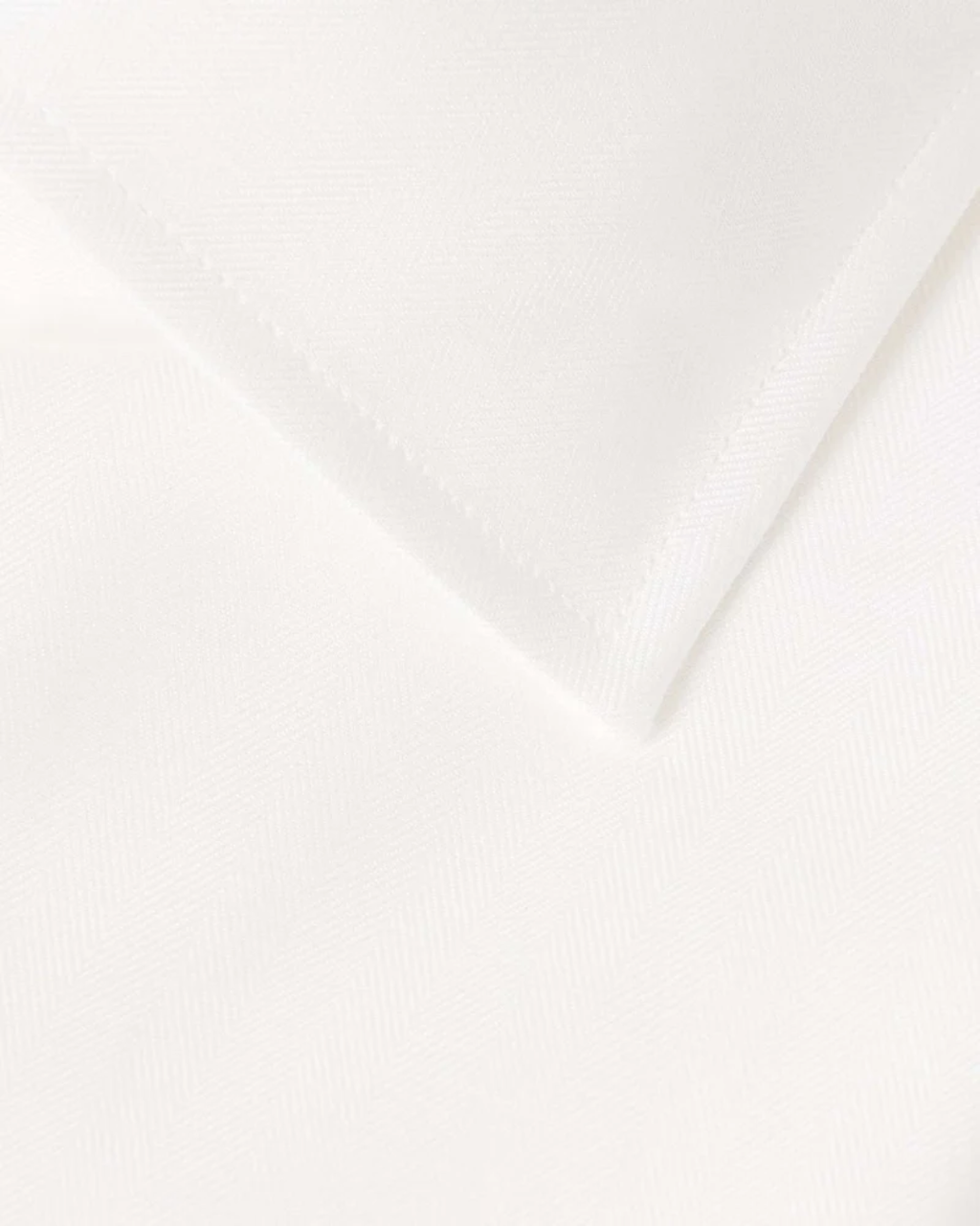 White Twill Cotton Spread Collar Shirt