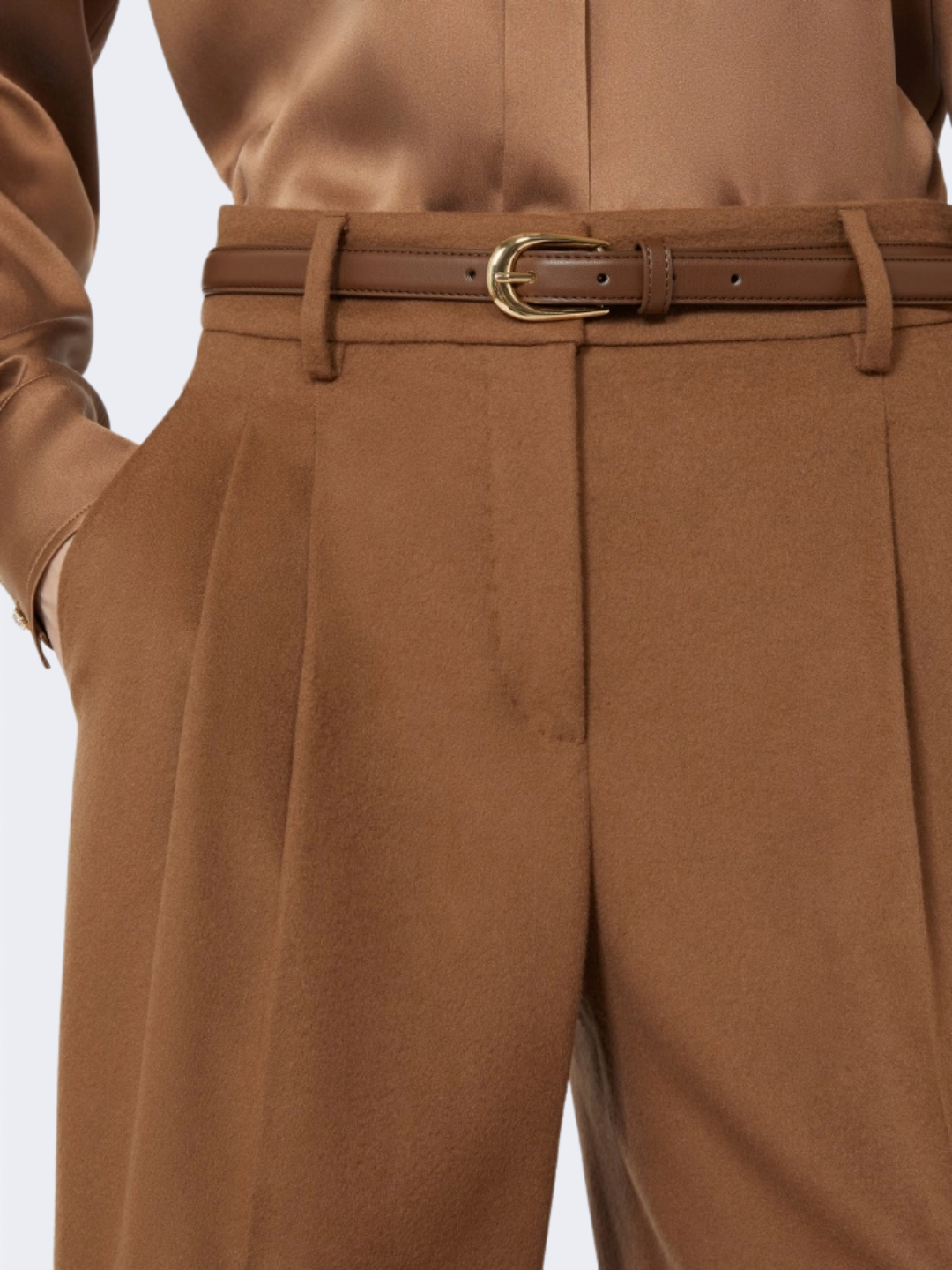 Wool Wide-Leg Trousers Tobacco