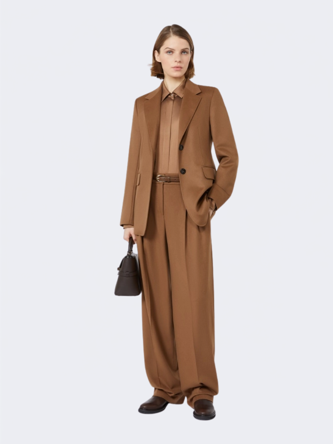 Wool Wide-Leg Trousers Tobacco
