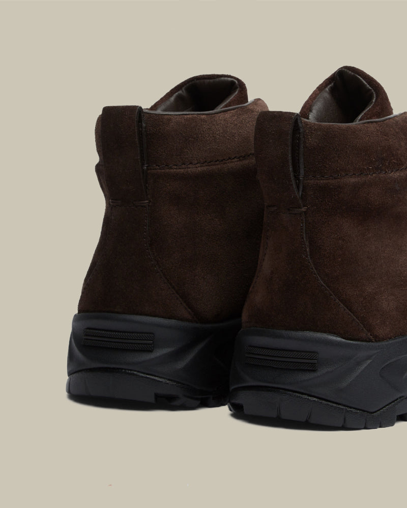 Dark Brown Suede Triple Stitch High Top Vetta Sneaker
