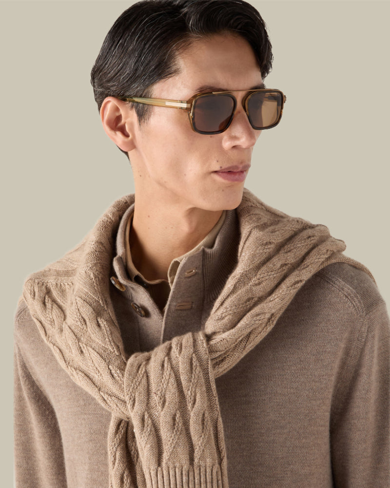 Transparent Havana Brown Acetate Sunglasses