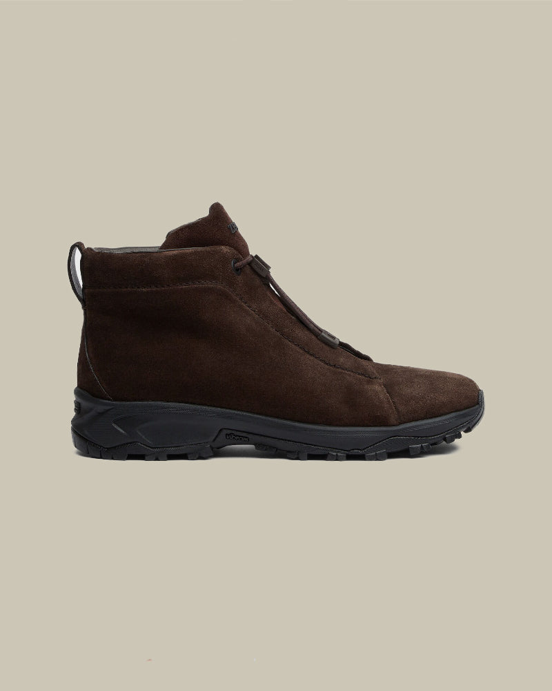 Dark Brown Suede Triple Stitch High Top Vetta Sneaker