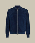 Blue Lamb Suede Bomber Jacket