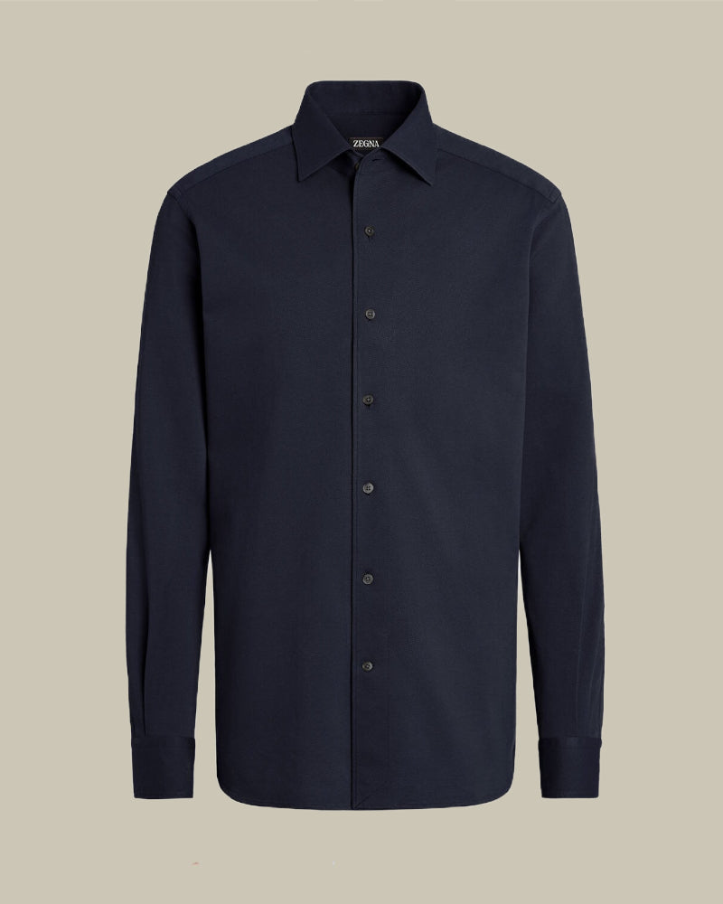 Navy Pure Cotton Jersey Shirt