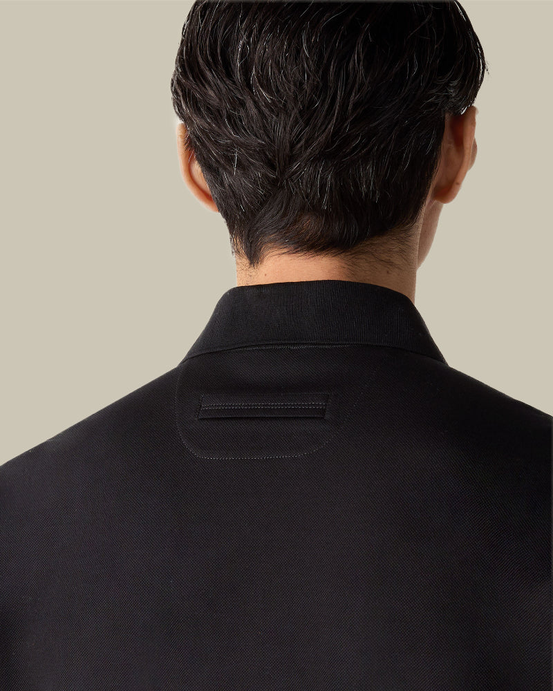Black Pure Cotton Pique Polo