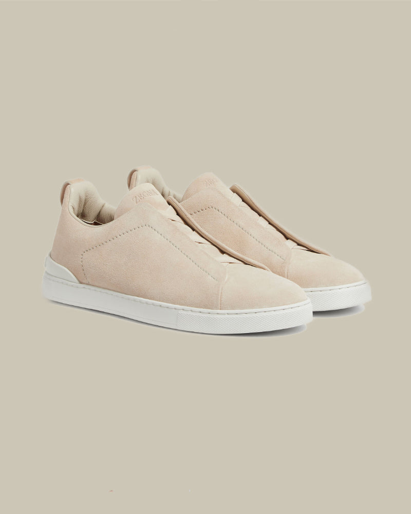 Cream/Beige Suede Triple Stitch