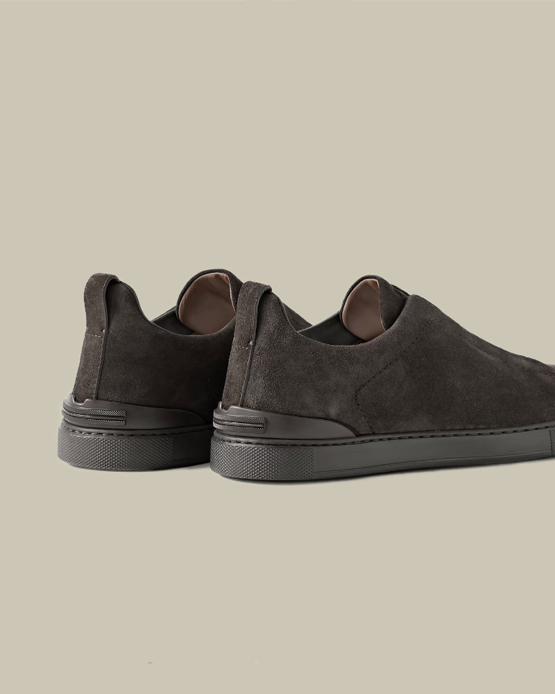 Brown Tonal Suede Triple Stitch Sneakers