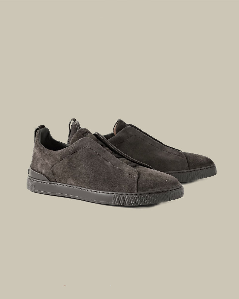 Brown Tonal Suede Triple Stitch Sneakers