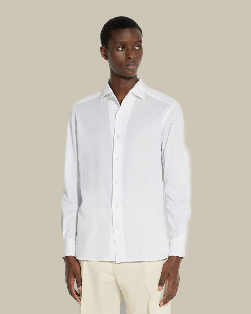 White Pure Cotton Jersey Shirt